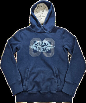 Adidas NEO Hoodie Women's S Navy Blue Sequin Kiss My Adidas Pullover Cotton
